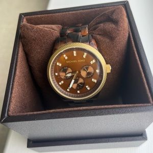 Micheal Kors Tortoise Shell Watch with original packaging and extra links